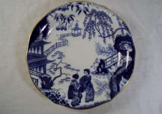 Royal Crown Derby Blue Mikado Round Flat Cup and Saucer  