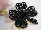 Vintage Jewelry Designer Weiss Black Clover Brooch Pin Signed
