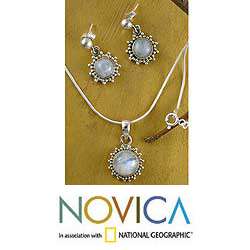   Silver Goddess Moonstone Jewelry Set (India)  