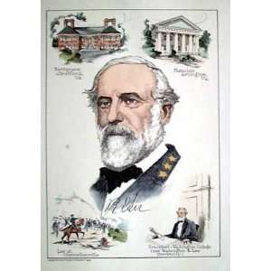  General Robert E Lee With 4 Views Poster Print