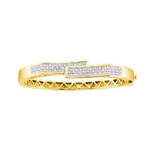  14K Yellow Gold 2 ct. Princess Cut Diamond Bangle Bracelet 