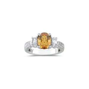  0.50 Ct Diamond & 1.52 Cts Citrine Ring in 18K White Gold 