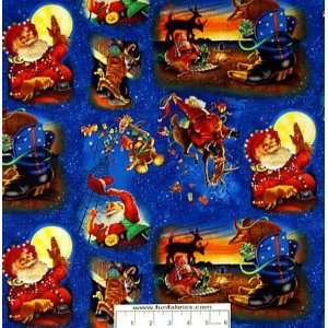  Cowboy Santa Large Pictures Fabric Arts, Crafts & Sewing