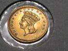 1858 $1 GOLD US coin. XF/AU details (Polished). 10% Below VF bid #2 