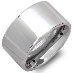 Ladies Unisex Ring Wedding Band 12MM Flat Pipe Cut Like Polished Shiny 
