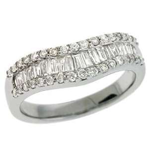  14k White Trendy 0.74 Ct Diamond Ring   Size 7.0 