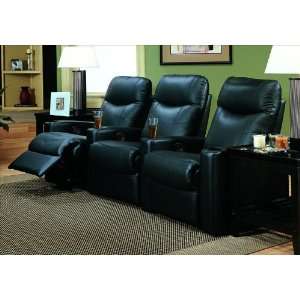 Showtime Black Leather Match Triple Theater Seating 