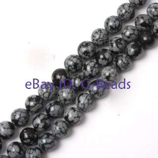 6MM 10MM 12MM ROUND SNOWFLAKE OBSIDIAN BEADS STRAND 15  