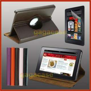 BR Kindle Fire 360 Rotating Leather Flip Hard Stand Case Cover+Screen 