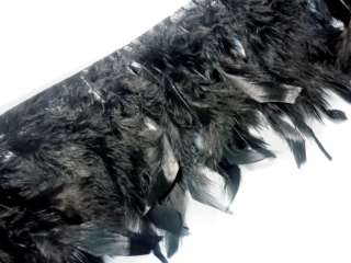 F830 PER FEET  Black Cut half Rooster Hackle feather fringe Fascinator 