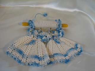 Vintage Handmade Doily Hanging, Dresses & Rolling Pin Cute  