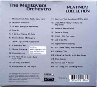 THE MANTOVANI ORCHESTRA   PLATINUM COLLECTION + BIOGRAPHY BOOKLET in 