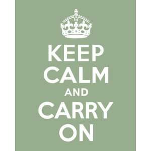 Keep Calm And Carry On, 8 x 10 print (pale green)