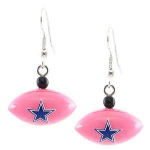  Dallas Cowboys   NFL Pink Mini Football Dangler Earrings 