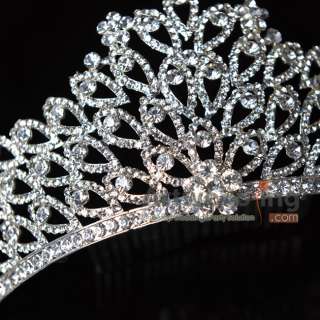 Noble Queen Tiaras Silver Crystal Diamond Comb Rhinestone Godess Crown 
