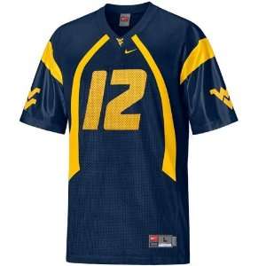 Nike West Virginia Mountaineers #12 Navy Blue Football Replica Jersey 