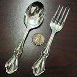   & BARTON Sterling Silver BABY Feeding SPOON & FORK, MINT CONDITION