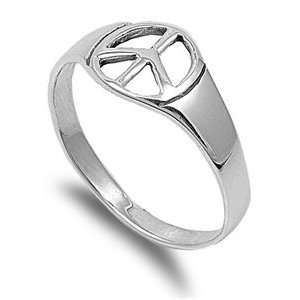  Sterling Silver Ring   Peace Sign   size 7 Jewelry