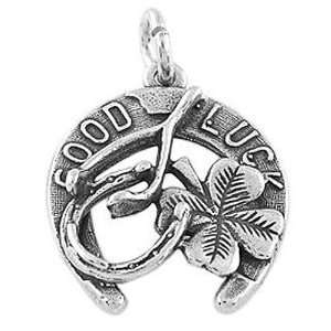  Sterling Silver One Sided Good Luck Charm Jewelry
