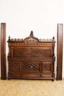 French Gothic Bed Solid Walnut 19th Century  