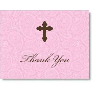    His Praise Pink Paisley on Quartz Thank You Cards 