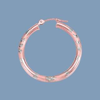 Two Tone Hoop Earrings 14K Pink Rose White Gold  