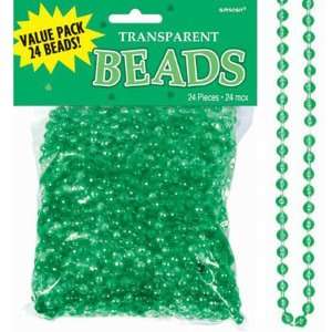  St. Patricks Day Transparent Green 30in Bead Necklaces 