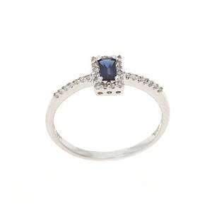   43CTW 14K White Gold Genuine Blue Sapphire and Diamond Ring Size 7.25
