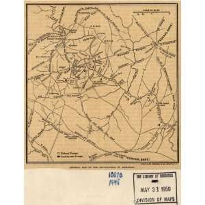 Civil War Map General map of the battle field of Manassas. July 16 21 