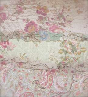   Tea Stain Fabric, Sage Green Floral Antique Roses and Soft Paisley on