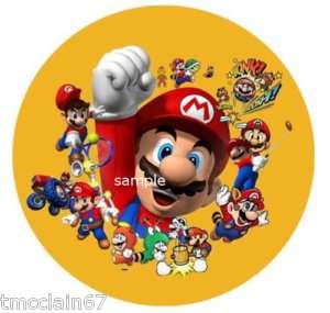 Super Mario edible cake image topper  Round  