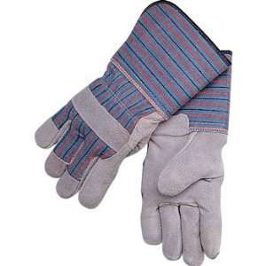   Split Cowhide Leather Palm Gloves  Long Cuff   L