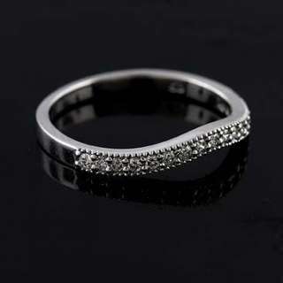 Platinum Milgrain Diamond Curved Band Ring Wrap Guard S6.5  