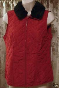 Kim Rogers Quilted Ladies Vest w/Detachable Fur Collar  