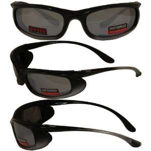   Motorcycle Riding Sunglasses Two Tone Black Silver Frames Flash Mirror