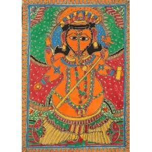 Shri Ganesha   Madhubani Painting on Hand Made Paper   Folk Painting 