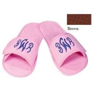   Town Waffle Weave Slippers Small   Chocolate Brown