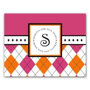  Argyle Stampable Notecards in Pink and Orange   Set of 10 