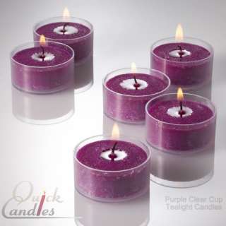 100 Tealight Candles Purple Mulberry Scented Clear Cup  