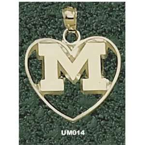  14Kt Gold University Of Michigan M Polished Heart Sports 