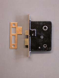 Original Mortise Lock with Bronze Plated Steel Face   with strike 