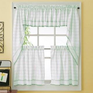 Curtain   Valance   White/Black Adirondack Homespun Crochet Curtains 