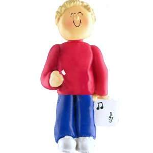   Male Blonde Personalized Christmas Holiday ornament 