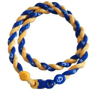  Phiten Custom Tornado Necklace   Royal Blue with Gold 18 