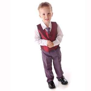 Lito Infant Toddler Little Boys Formal Burgundy Suit Wedding Boy 12M 7