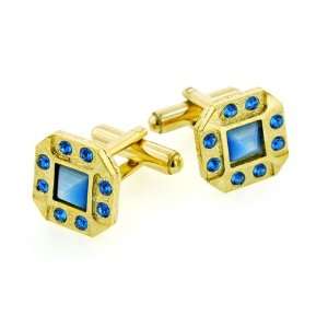   and blue cats eye cufflinks with presentation box. Made in the USA