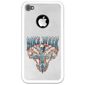 iPhone 4 or 4S Clear Case White Motorcycle Bike Week Skulls And Cross