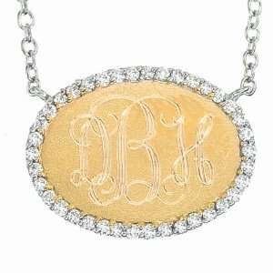  Personalized engraved 14k Yellow gold with White diamonds 