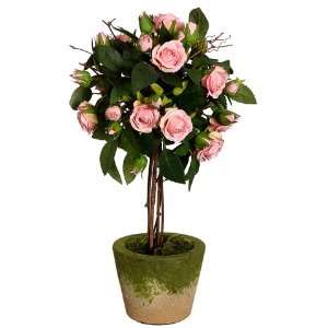  12 Mini Rose Topiary in Cement Pot Pink (Pack of 6)