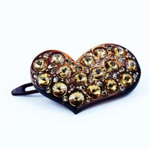  Brown heart shape hair pin with crystal 